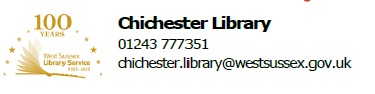 Chichester Library Tuesday 5 August 10.00-11.0am 